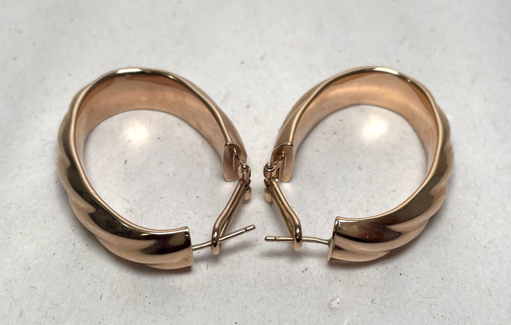 Milor Italy Bronze Hoop Earrings Large Polished Designer Statement